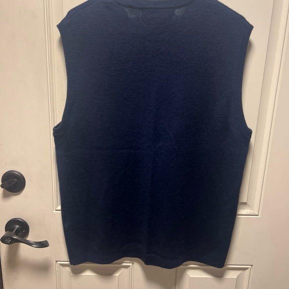 Tommy Hilfiger Mens Navy Blue  V-Neck 100% Merino Wool Jumper Vest Large - Picture 5 of 7